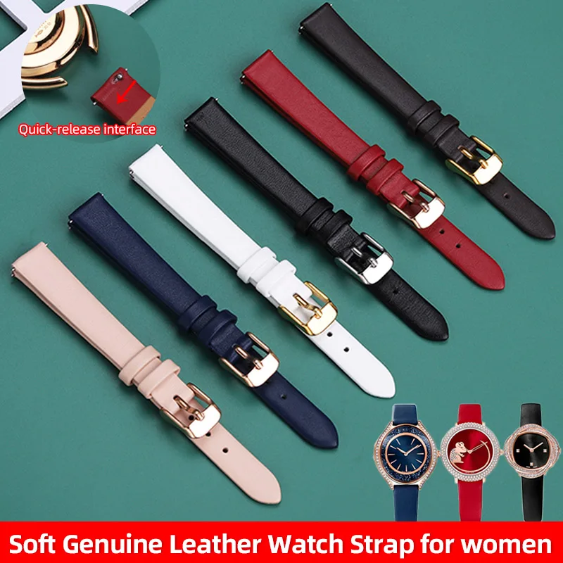 Soft Genuine Leather Watch Band Quick Release Women's Strap 6 8mm 10mm 12mm 15mm 18mm Ladies Replace Small Size Cowhide Bracelet