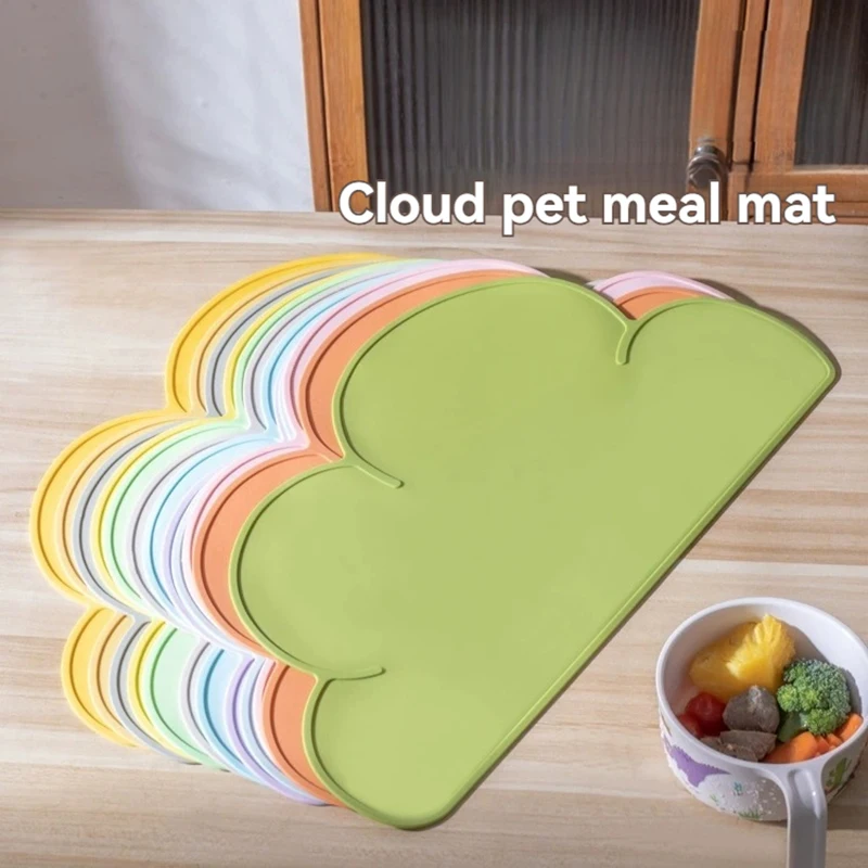 1pc Cloud Shape Pet Feeding Mat, Silicone Dog Cat Placemat, 