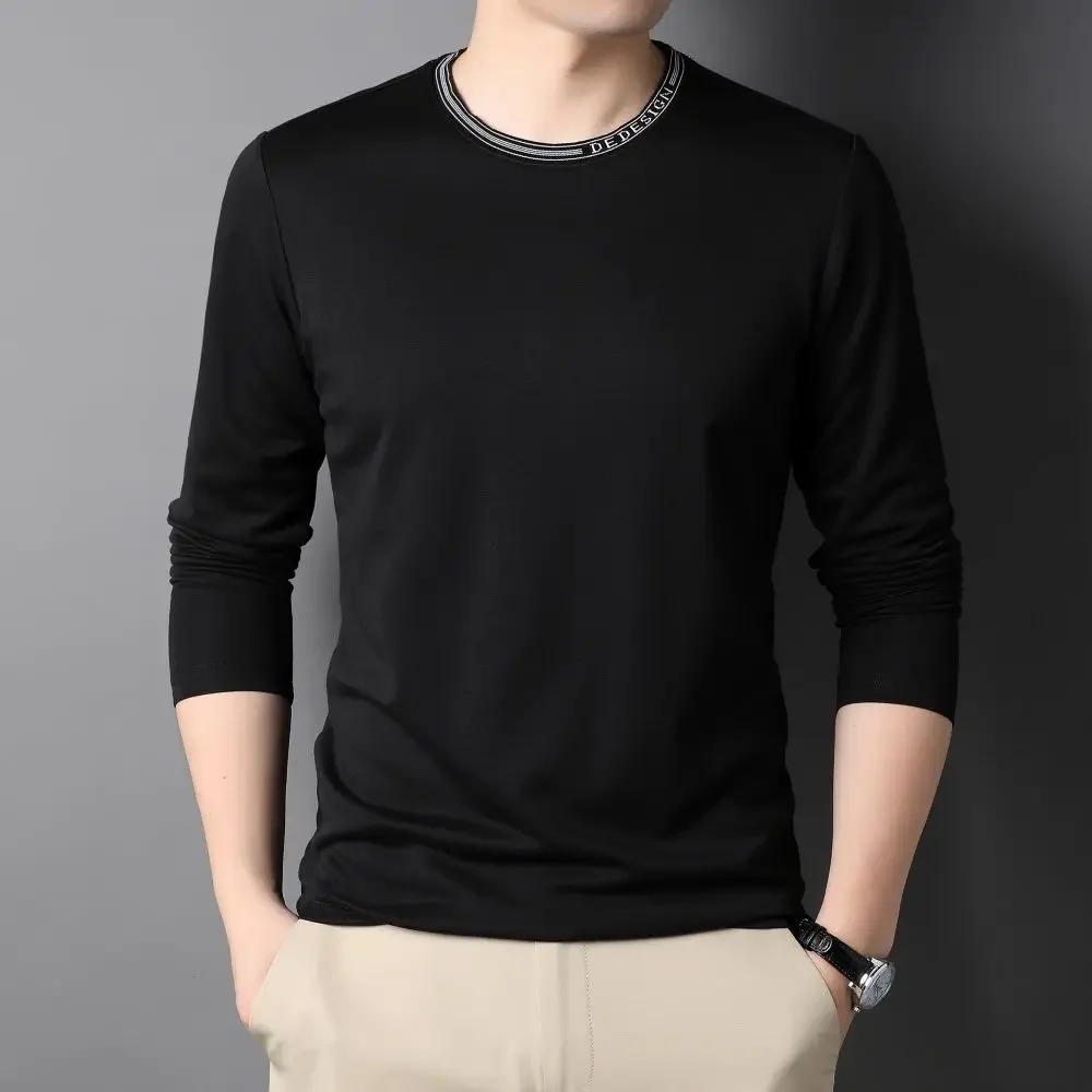 Pure Color Winter Clothing for Men Simplicity Cultivate One's Morality Elastic Knitted Jumper Breathable Sweater S6131