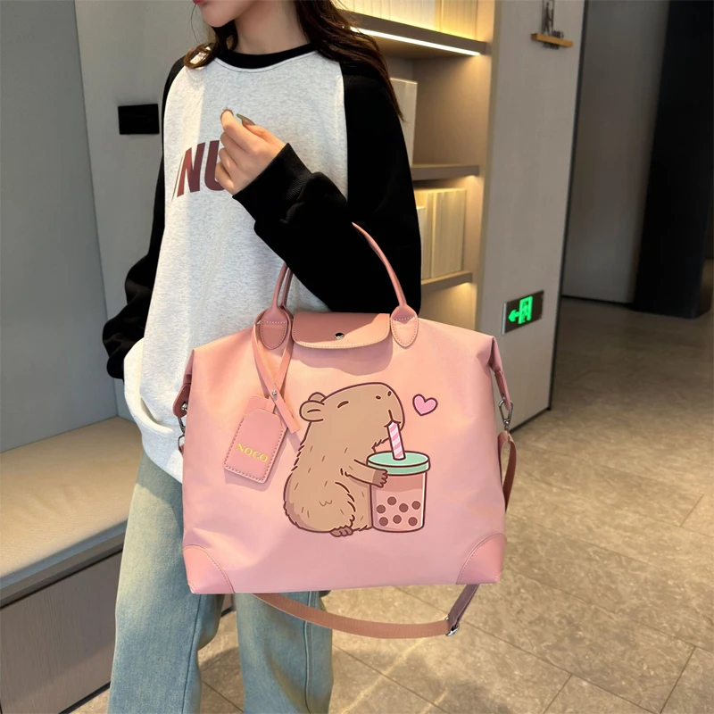 

Capybara Travel Bags Cartoon Character Pattern Carry on Luggage Women Shoulder Bags Kawaii Girls Large Capacity Handbags Gift