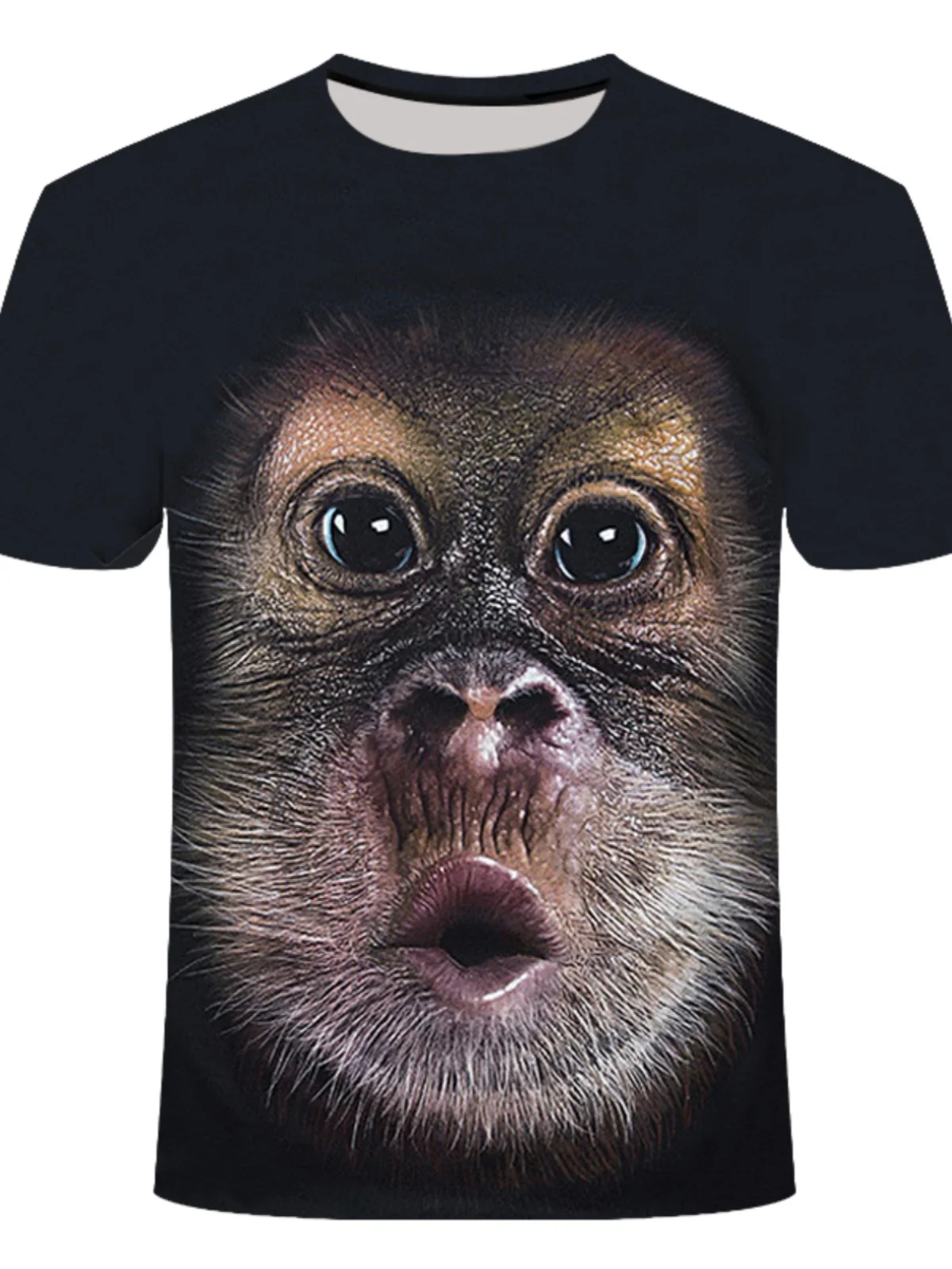 Orangutan Printed Short Sleeve T-Shirt Men's Fashion Polyester Fiber round Neck Print Design Spring Autumn Season Casual Wear