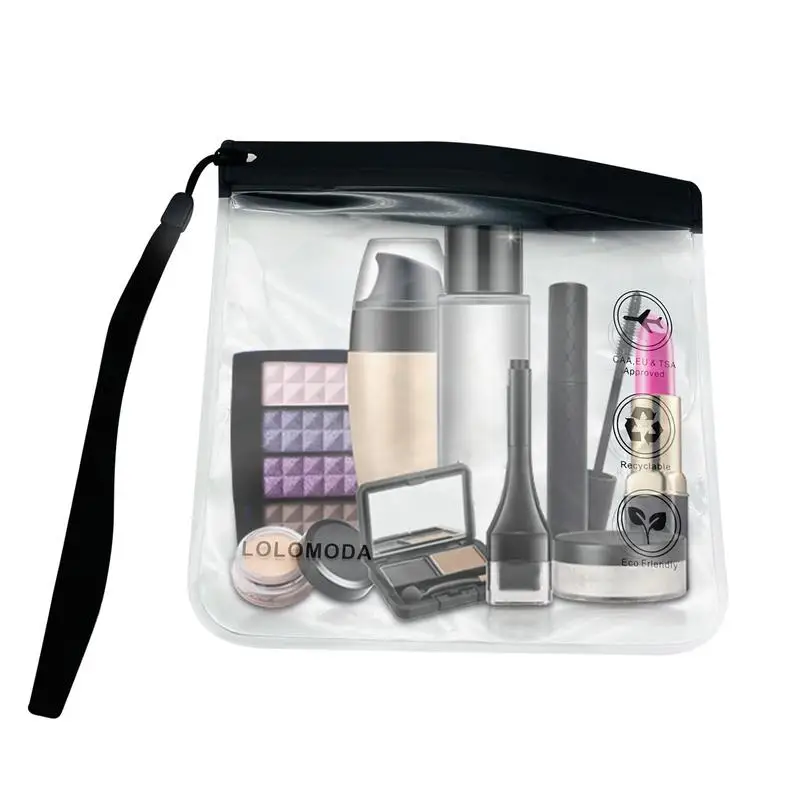 Clear Cosmetic Bag Cosmetic Bag Make Up Organizer EVA Transparent Toiletry Bags Cosmetic Organizer With Zipper & Lanyard Storage