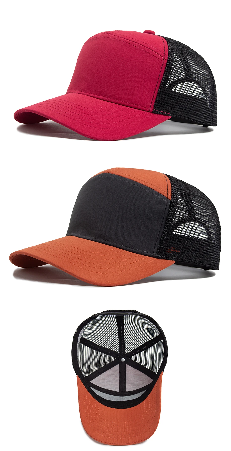 Sommer 7-Panel-Baseballmütze, modische Hip-Hop-Mesh-Kappen, Herren, Trucker-Mütze, Visier, Hardtop, Snapback, Damen, Unisex, coole neue Marke – Detail 7