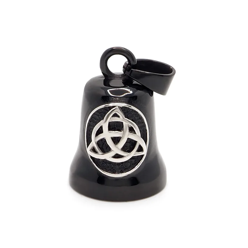 Punk ze stali nierdzewnej Norse Viking Odin Rune Celtic Knot Guardian Bell Gold Color Black Plated Wisiorek motocyklowy