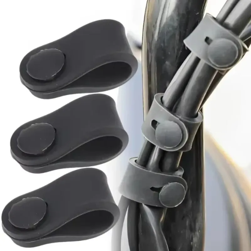 Cable Tie Elastic Clamp for Motorcycle Car Bike Black Rubber Clutch Cables Anti-Hardening Wire Organizer Strap Anti-Hardening