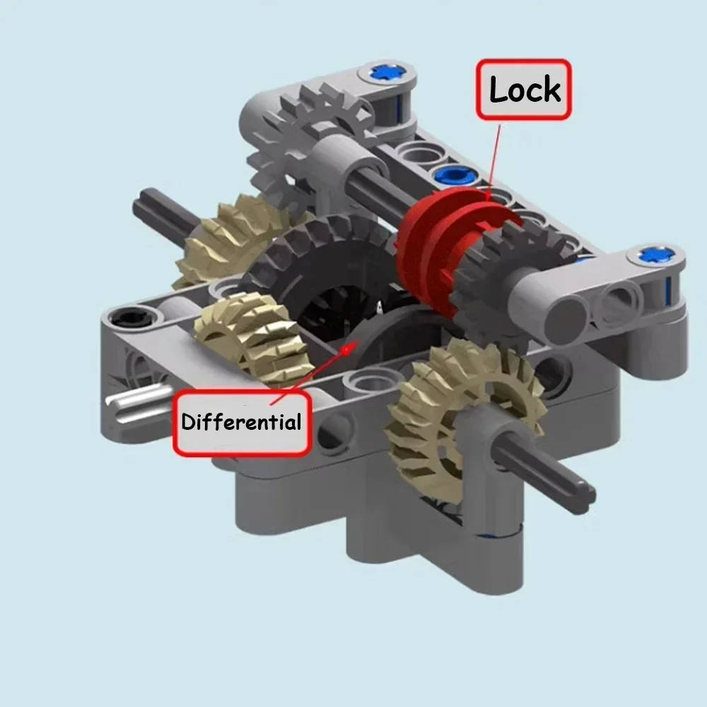 Center Differential Lock 4WD Car Technical Locking Device for Legoeds MOC Modification Gearbox Building Blocks Accessories Toys