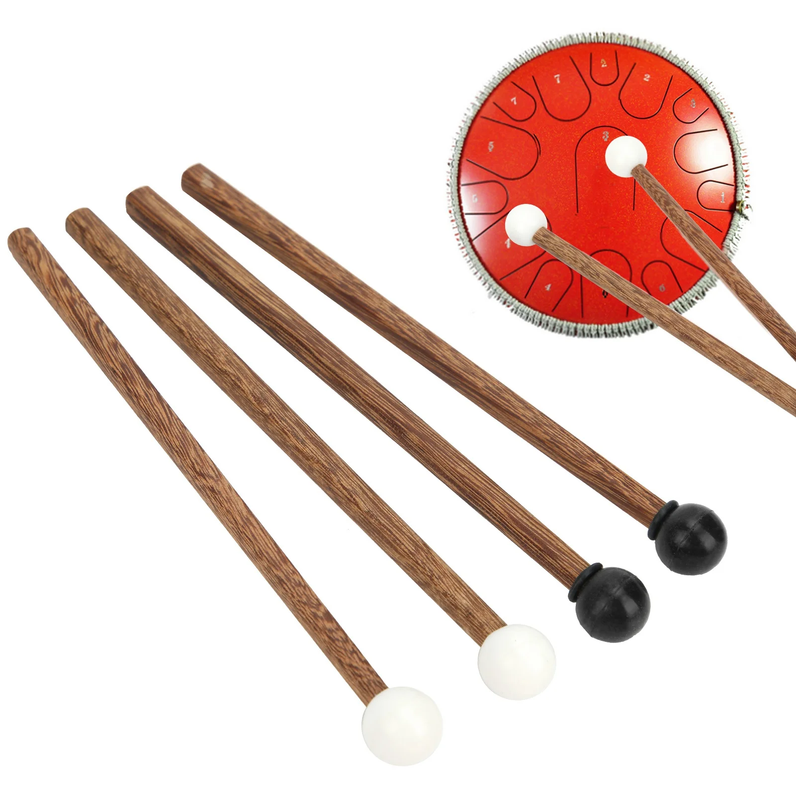 4Pcs Steel Tongue Drum Mallet Children\'s Rubber Drumstick Percussion Instrument Parts 16.5cm