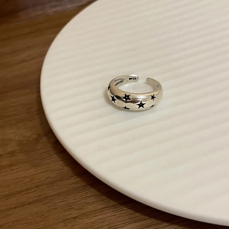 Vintage Irregular Cross Star Open Ring for Women Men Punk Gothic