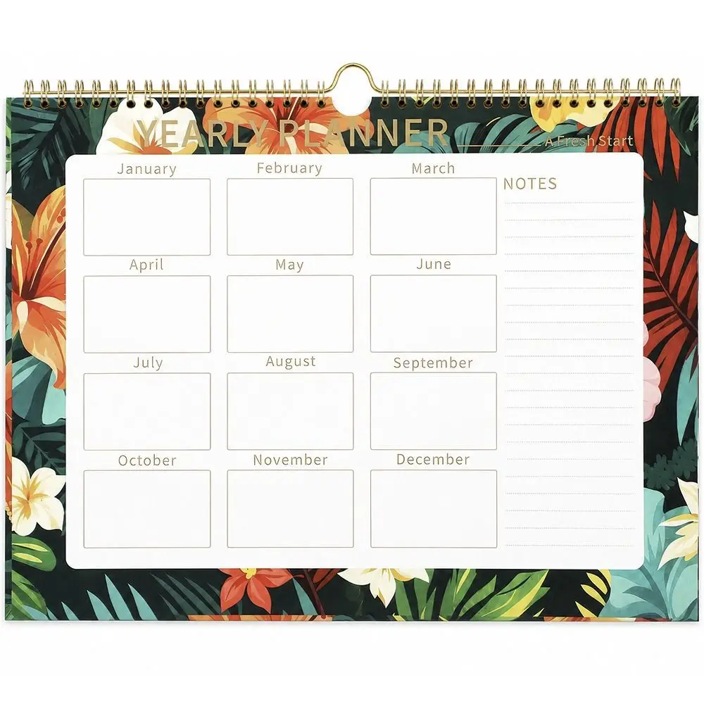 Durable 2027 Wall Calendar 12 Month Floral Hanging Calendar Large Date Block 38 x 32cm Monthly Planner Home Office