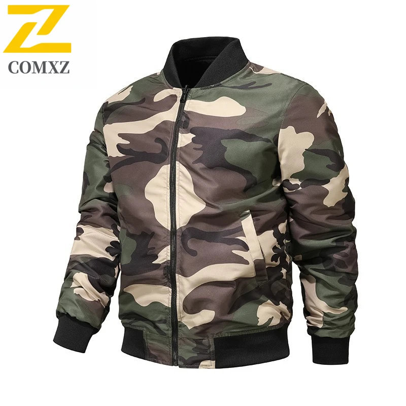 

Men Camo MA1 Bomber Jacket Spring Autumn Reversible Military Flight Coat Baseball American Style Workwear Tactical Outerwear2025