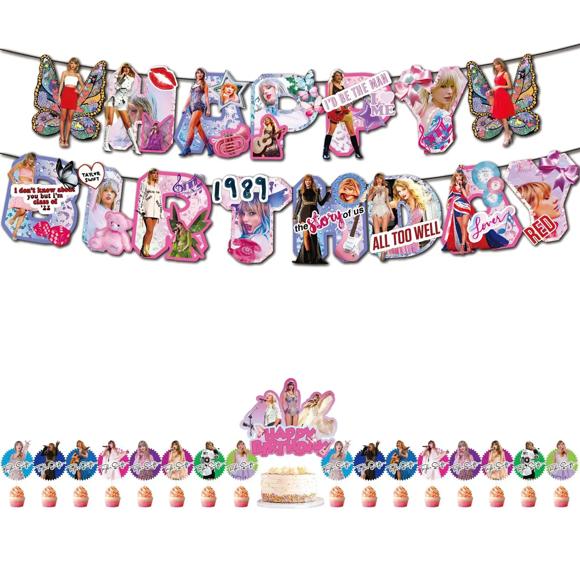 Cartoon Anime Taylor Swift Serie Themafeest Taart Achtergrond Ballonnen Gelukkige Verjaardag Banner Decor Kids Speelgoed Baby Shower Cadeau