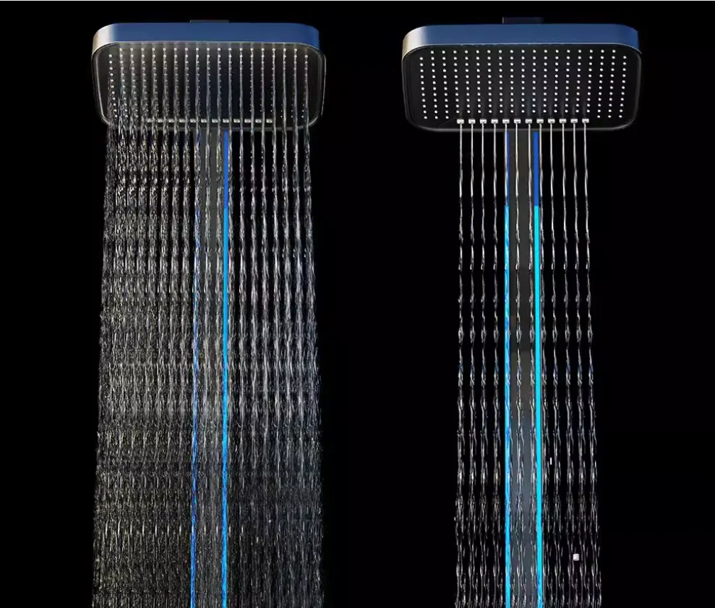 Waterfall Shower Head Full Body Led Light Shiny Massage Bathroom Shower Set