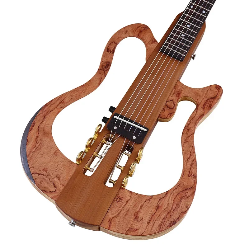 39-Inch 6-String Headless Folding Classical Guitar, Portable Detachable Travel Guitar