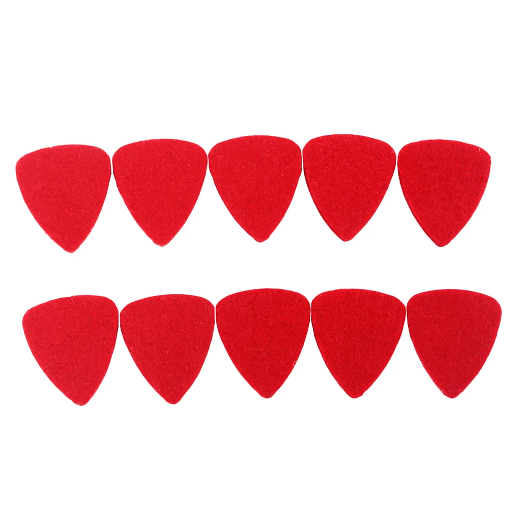 10 Pieces Wool Felt Guitar Ukulele Plectrums Picks 3mm-5mm Thick Finest Portable Durable Red