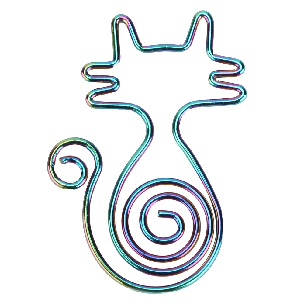 10PCS Metal Cat Paper Clips Cat Shaped Multicolor Cute Paper Clips 10 Counts Portable Animal Paper Clips Office Supplies