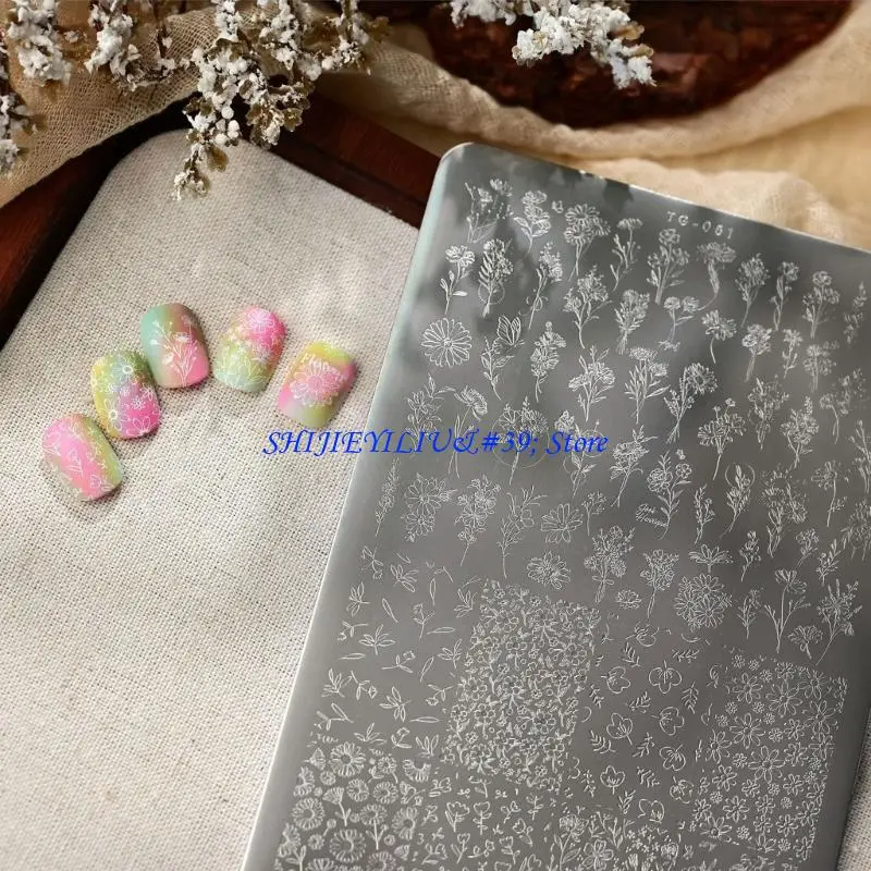 E21F Versatile Design Plate Tulips Themed Stainless Steel Texture Stencil