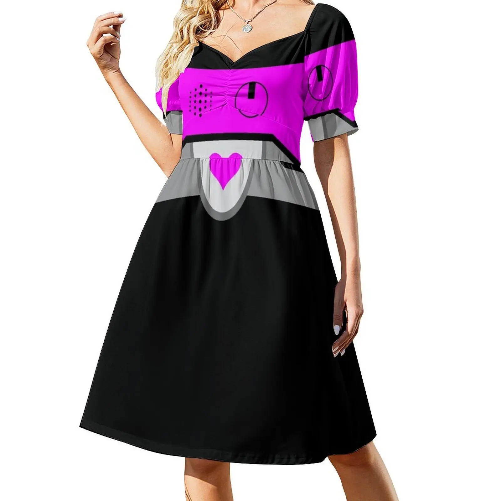 

HEART TO HEART DRESS - INSPIRED BY METTATON EX FROM UNDERTALE Short Sleeved Dress dresses for womens Dress