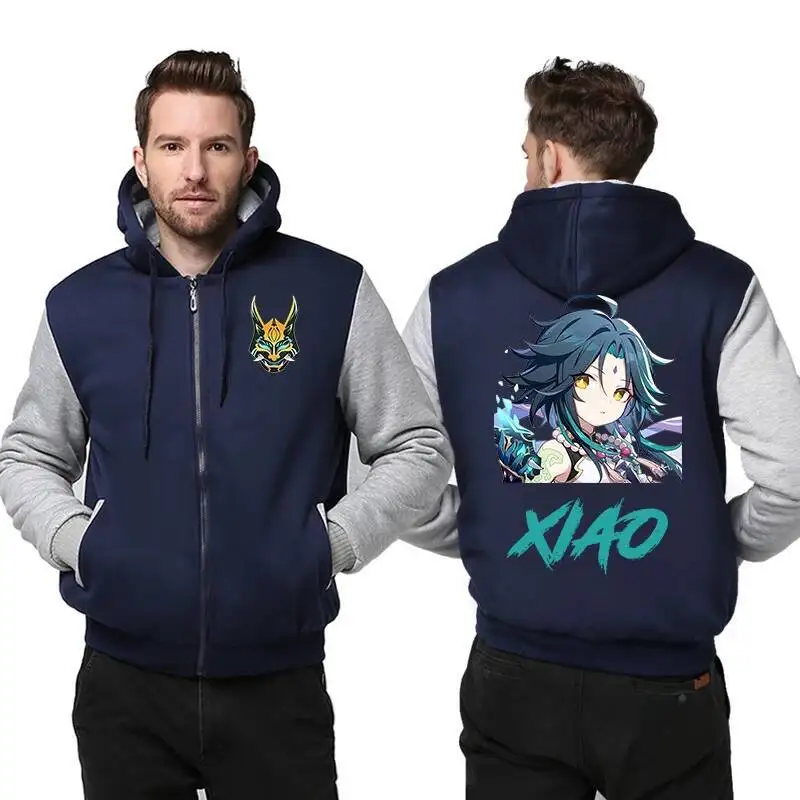 Gioco Xiao Cosplay US Size Plus 5XL Felpa casual da uomo con stampa mimetica Felpe con cappuccio addensate in pile invernale