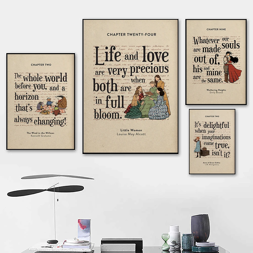 Little Women Green Gables Book Quote Print Poster Vintage Life and Love Text Canvas Painting Retro Living Room Home Decor