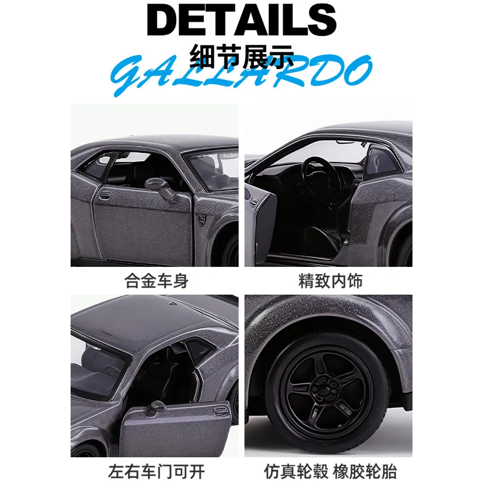 1:36 Dodge Challenger SRT Demon Sportwagen Legering Diecast Model Auto Speelgoed Met Pull Back Voor Kinderen Geschenken Speelgoed Collectie