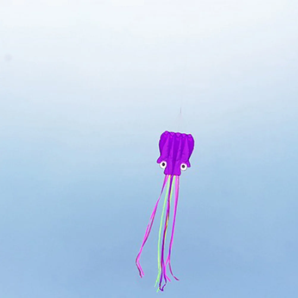 Cometa portátil de pulpo para niños y niños, juguete para actividades de juegos al aire libre con tablas de cuerda de 30m (Orang y morado), 2 uds.