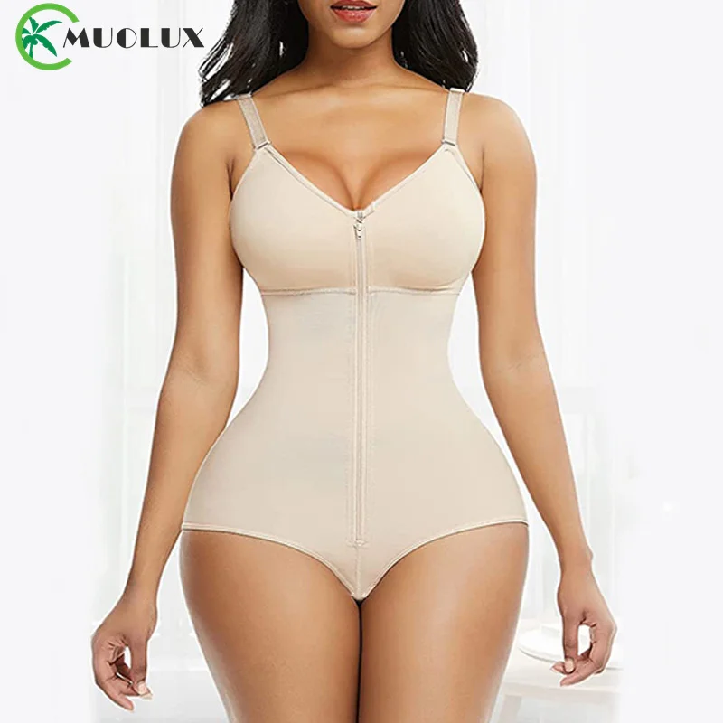 

MUOLUX Women Slimming Underwear Bodysuit Corset Body Shaper Waist Shaper Shapewear Woman Post-Surgical Slimming Zip Hook Stage