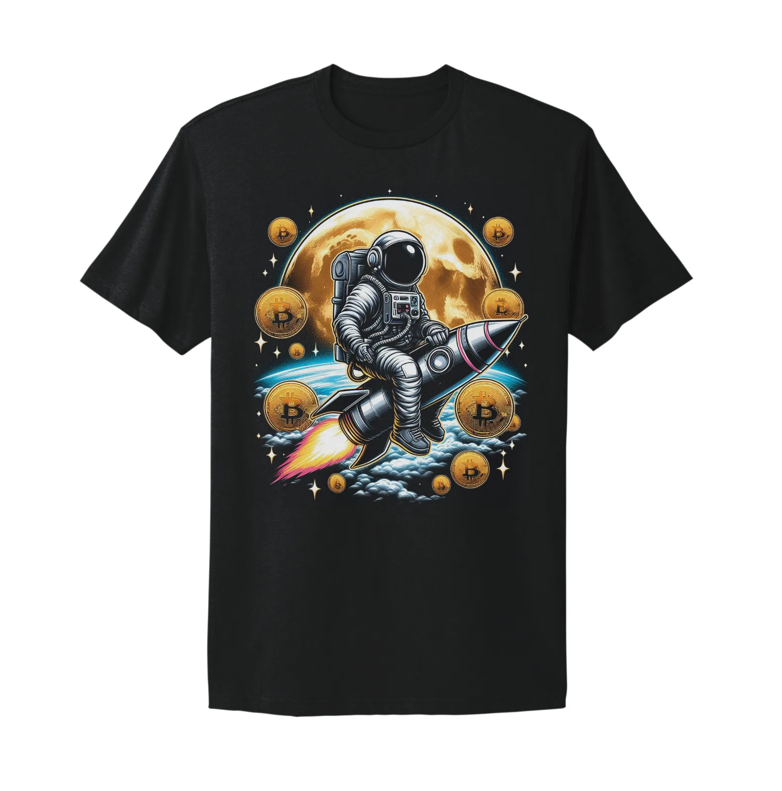 Биткойн BTC астронавт к Луне крипто HODL Dogecoine ETH XRP футболка