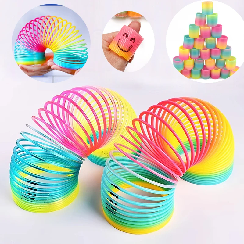 Multi-Size Rainbow Magic Spring Ring Toys Children\'s Birthday Party Gifts Guest Giveaways Small Gifts Pinata Flexible Fun Toys