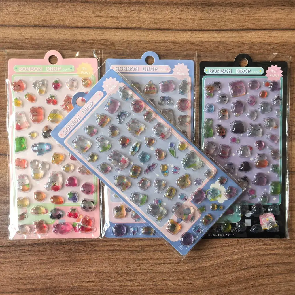 4-Pack Adorable Transparent Cartoon Stickers - Sparkly Embellishments for Notebooks, Backpacks s Anime Worlds Store