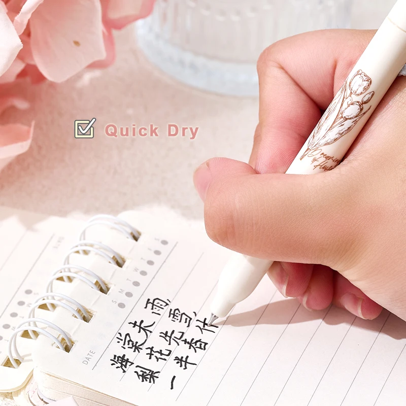 4 Teile/satz Blume Gel Stift 0,5 MM Quick Dry Gel Tinte Stift Für Studenten Kreative Drehen Schreiben Stift Schwarz Refill neutral Stift Schreibwaren – Detail 11