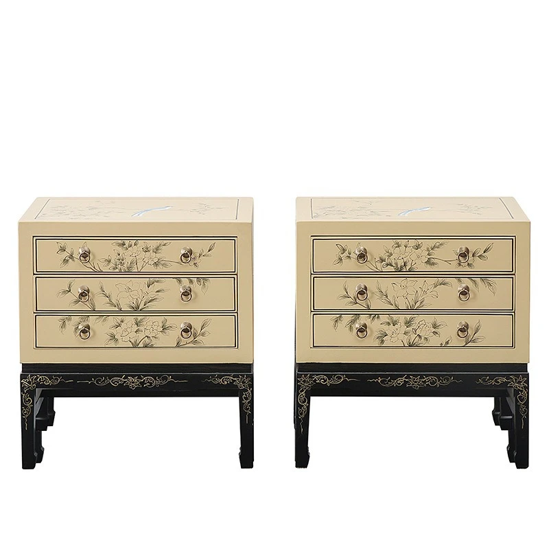 

Neoclassical Chinese painted chest cabinet storage bedside antique solid wood porch decoration