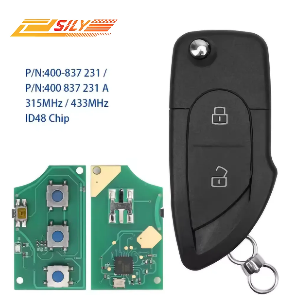 

SILY Car Key for Lamborghini Gallardo 315/433MHz ID48 Chip PN:400837231 2 Buttons with Logo Flip Folding Remote Car Key
