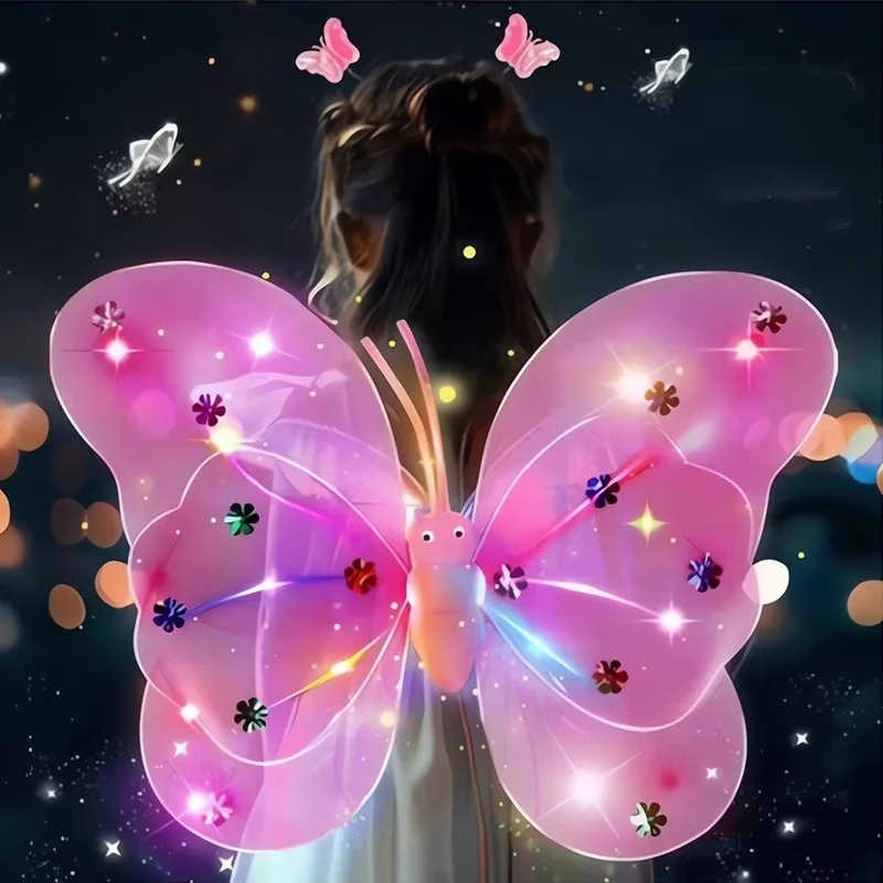 Luminous Wings Flashing Children Costume Butterflys Skirt Lights Suits LED Toys Girls Angel Children Fairy Props Photography Toy