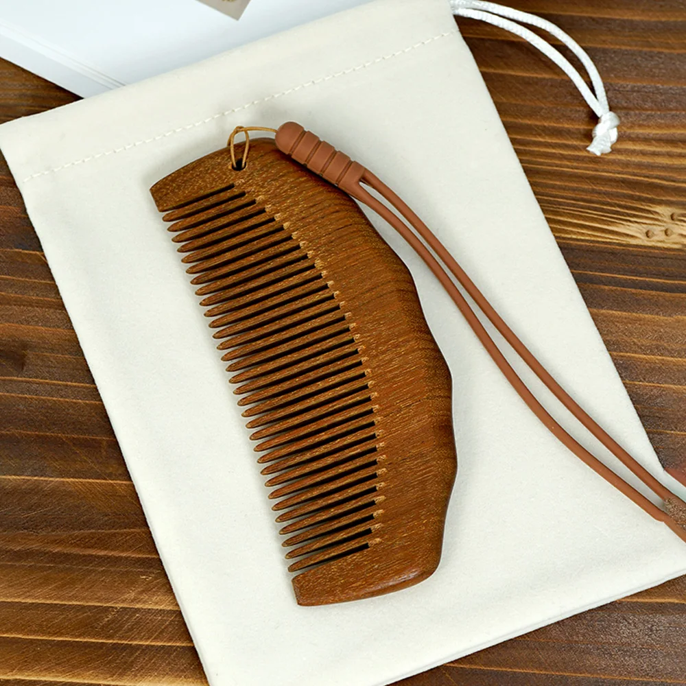 Natural Woden Comb Scalp Massage Combs Women Hair Comb With Lanyard and Drawstring Bag Wet Dry Dual Purpose Comb Women Hair Care