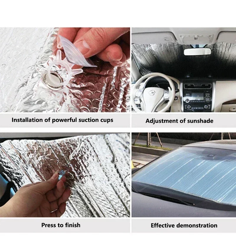 1Pc Car Sunshade Front Windscreen Thickened Aluminium Foil Heat Insulation Curtain Summer Sunscreen Sun Visor for Vehicle - view 6