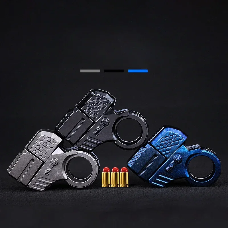 Alloy Mini Finger Ring Pistol Model Shell Throwing Soft Bullet Toy Gun Decompression Toys Golden Finger Blaster For Boys Adults