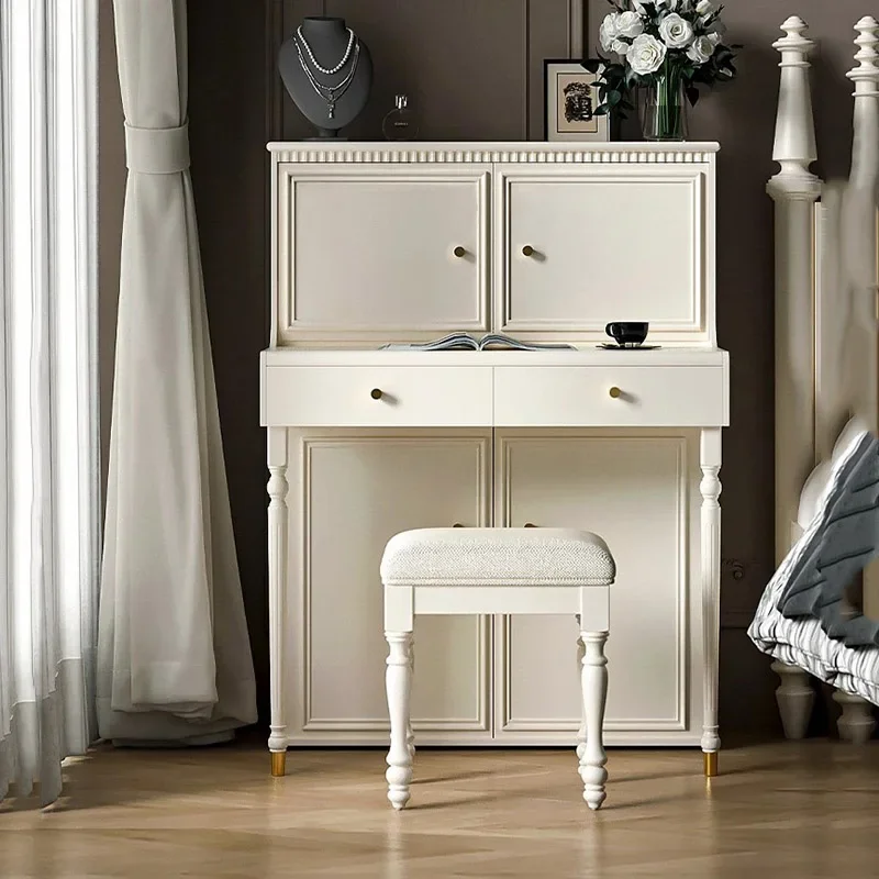 Factory Direct 2026 European Bedroom Vanity Table Makeup Bedside Organizer Corner Dressing Table Luxury Study Penteadeira Lounge