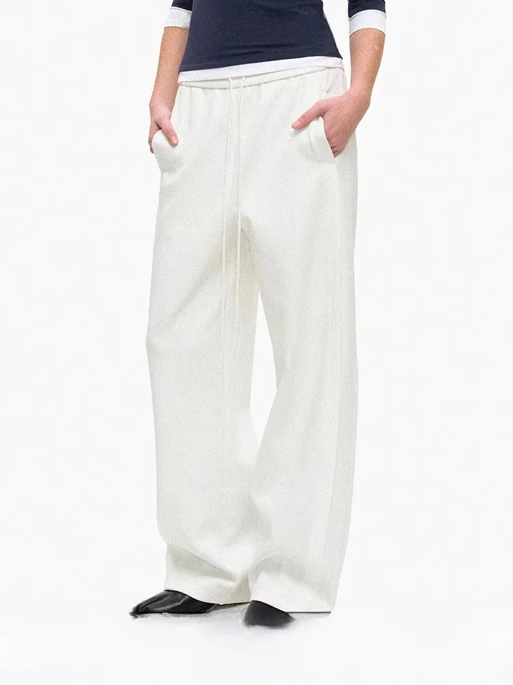 

Age of Ascent Autumn White Deconstructed Knife Lazy Feel Casual Pants Women Loose Banana Wide Leg Sweatpants Straight Leg Pan...