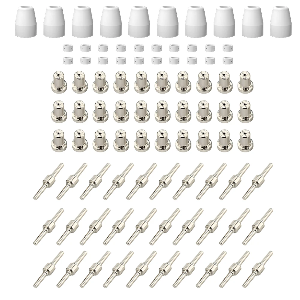 

90Pcs PT31 LG40 Plasma Cutter Cutting Torch Consumables Extended Tip Hafnium Electrode Kit Gas Ring Cup Fit LGK40 CUT40&50 CT312