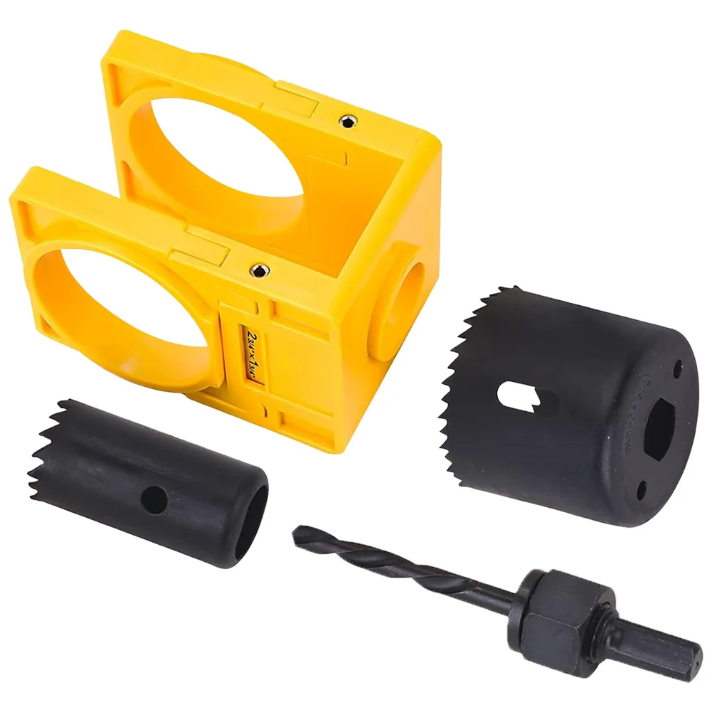 

Door Lock Installation Kit Hole Saw Set For Door Knob Lock Carbon Steel Hand Tools With Guide Template Door Hole Drilling Tool