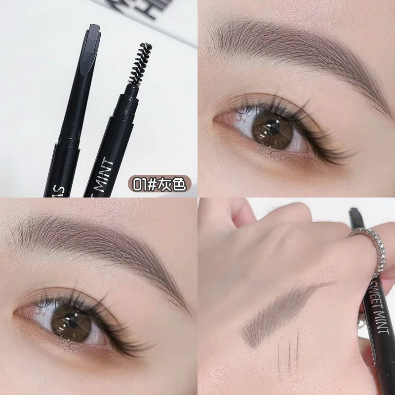 Crayon à sourcils gris marron rotatif, étanche, sans floraison, lisse, longue durée, pas facile à tacher, chaque sourcil est distinct, 1 pièce