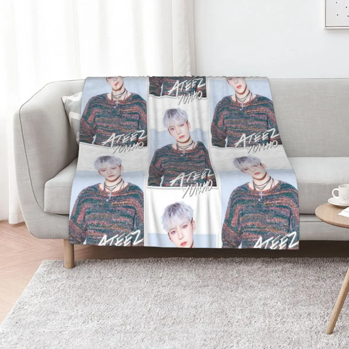 

Ateez - Yunho Throw Blanket Softest Plaid Loose Decoratives Blankets