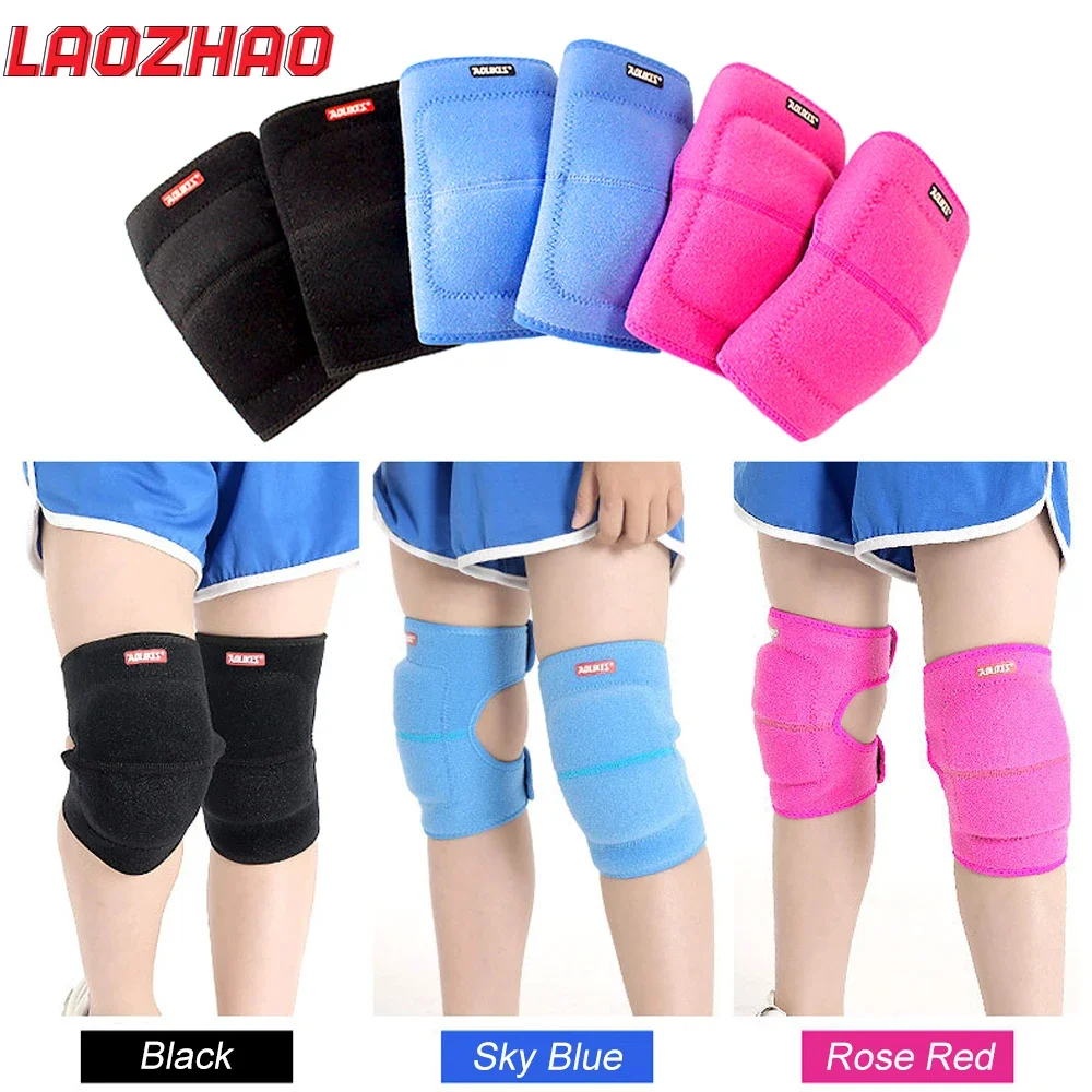 1Pair Kids Knee Pad, Anti-Slip Padded Sponge Knee Brace Breathable Flexible Elastic Knee Support for Football Volleyball Skating