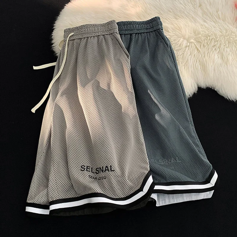 

Мужские летние шорты из ледяного шелка, тонкие, быстросохнущие, для активного отдыха, пляжа, длиной до колена, модные, спортивные, повседневные, свободного кроя, дышащие