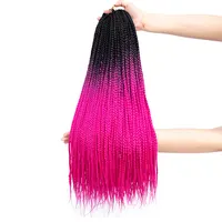 Trenzas de pelo de ganchillo con caja ombré de 19 colores, extensión de cabello sintético Zizi de 24 pulgadas para trenzas, cabello trenzado Kanekalon preestirado