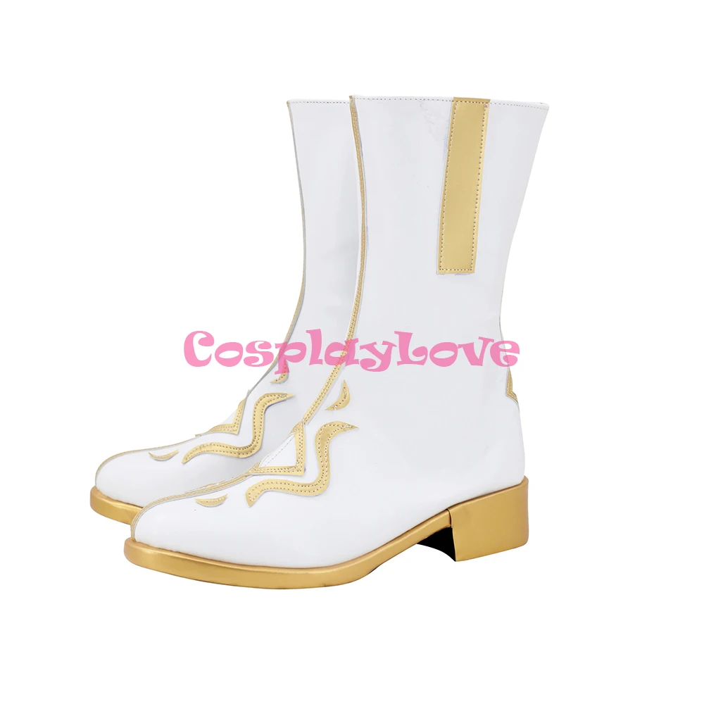 CosplayLove juego conjunto estrellas Tenshouin Eichi blanco Cosplay zapatos Botas Largas cuero Chrismtas hecho a medida
