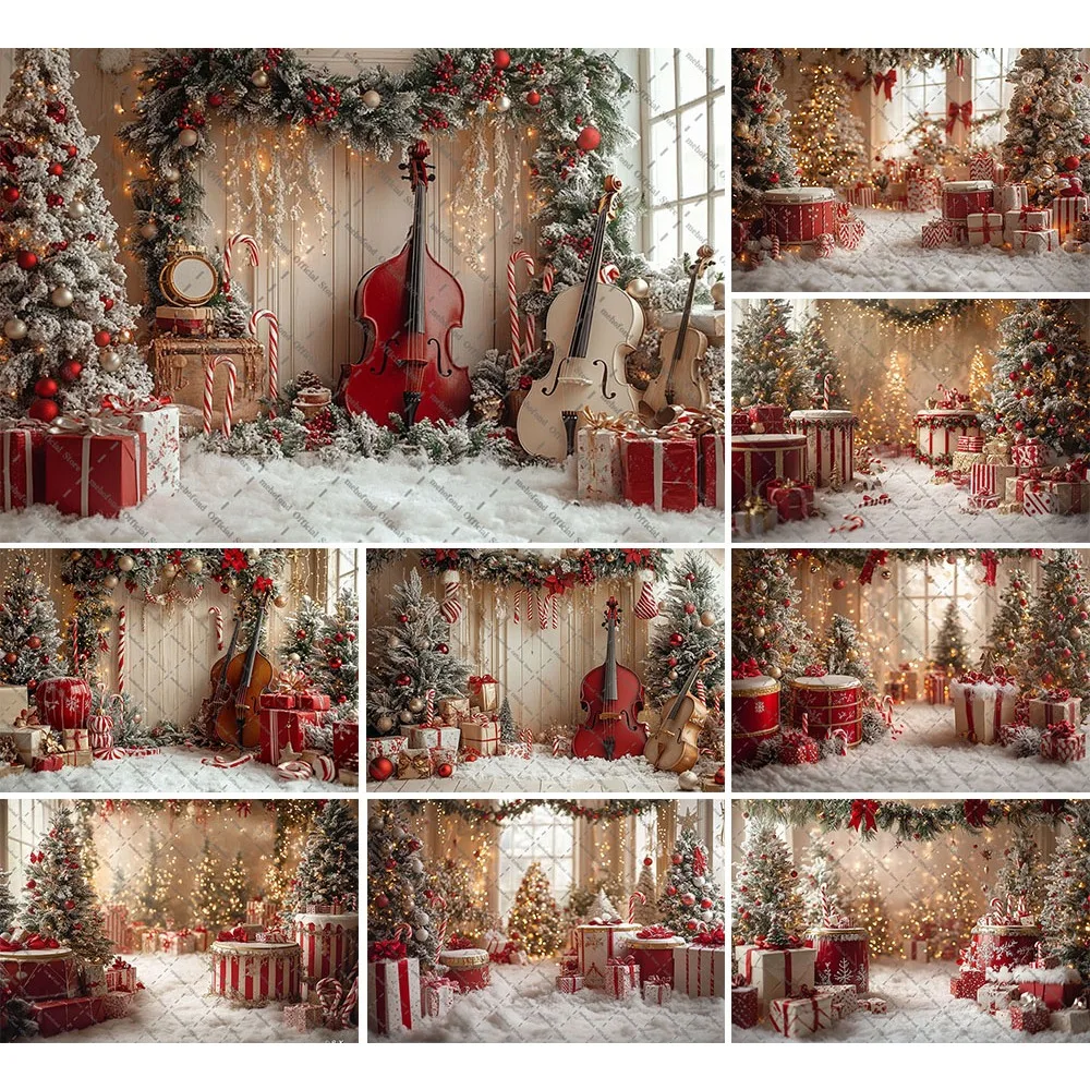 Mehofond photographie fond hiver noël canne à sucre paillettes arbre de noël enfants famille Portrait décor toile de fond Photo Studio