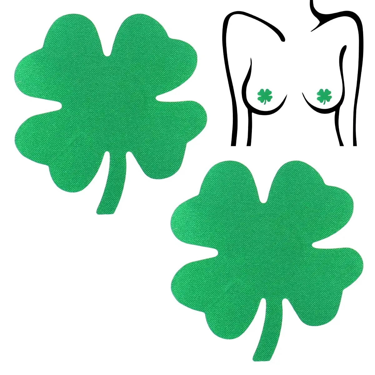 

Multi Colored Cute Lucky Grass Breast Patch Breathable Sexy Beauty Women Nipple Covers Comfortable Satin Fabric Chest Stickers