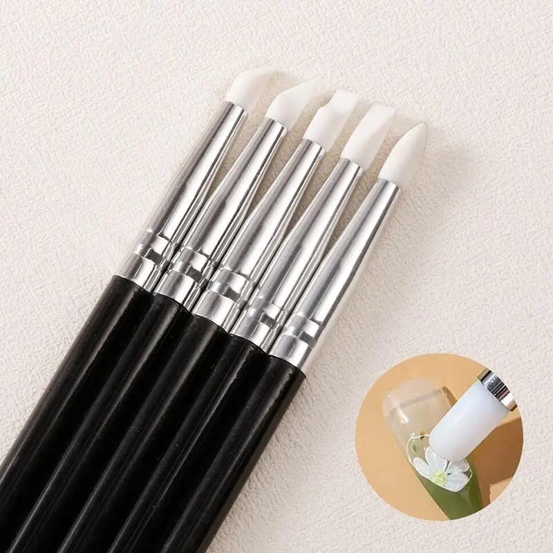 NEW 5Pcs/Set Double-Headed Silicone Nail Art Pens Rhinestones Picker 3D Nail Carving Dotting Manicure Tools For Nail Art Design