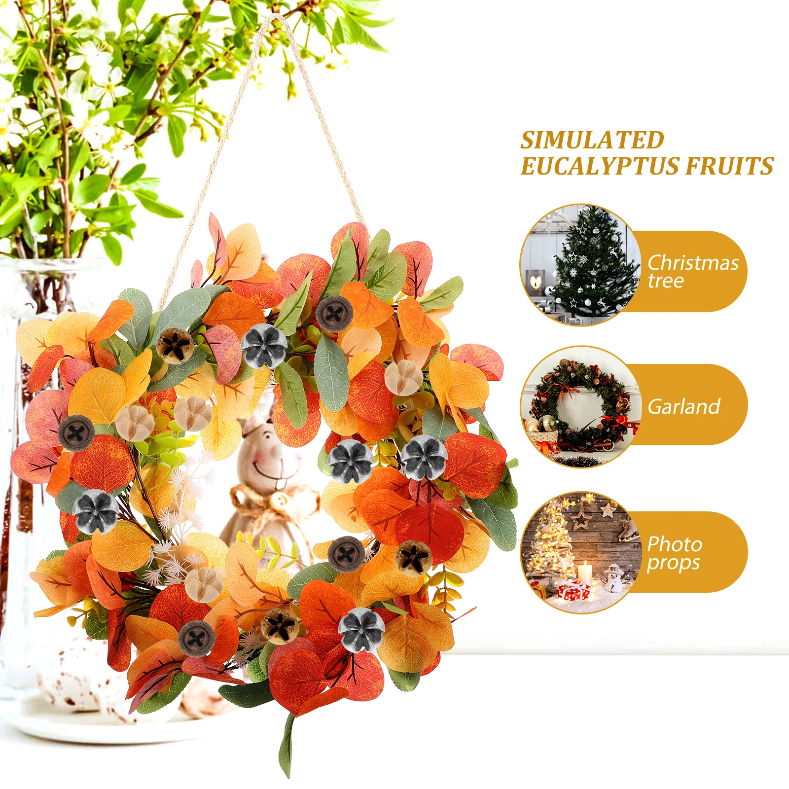 

35 Pcs Christmas Wreath Props Decoration Decorations Garland Eucalyptus Fruits Ornament Front Door